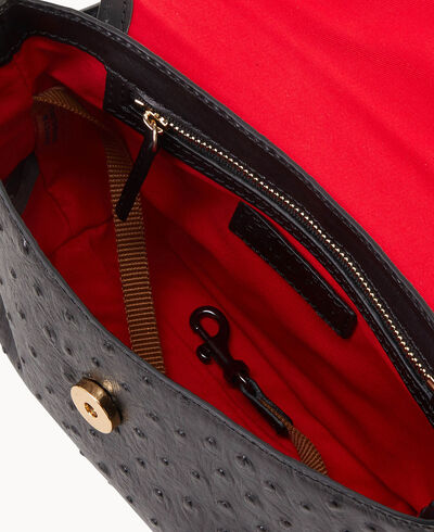 Ostrich Crossbody Saddle Bag