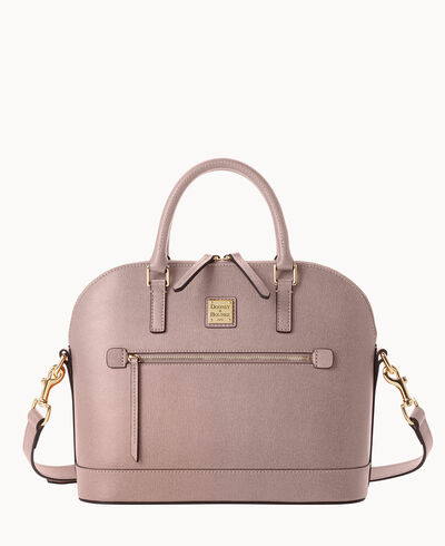 Saffiano Domed Zip Satchel
