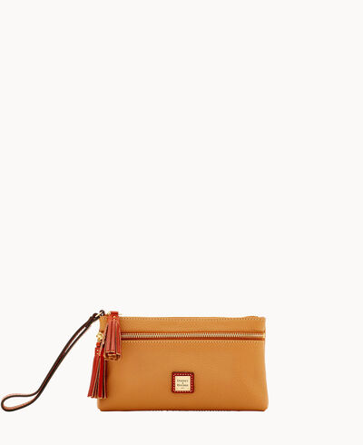 Pebble Grain Double Zip Wristlet
