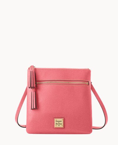 Saffiano Double Zip Tassel Crossbody