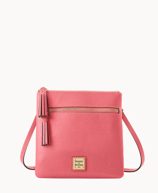 Saffiano Double Zip Tassel Crossbody