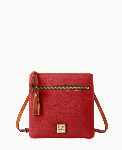 Pebble Grain Double Zip Tassel Crossbody