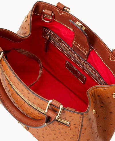 Ostrich Small Zip Satchel