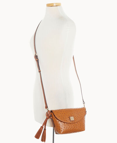 Ostrich Crossbody Saddle Bag