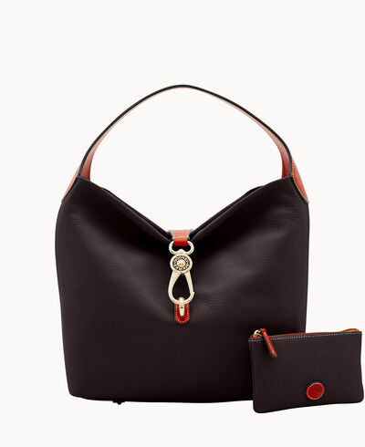 Pebble Grain Logo Lock Shoulder Bag