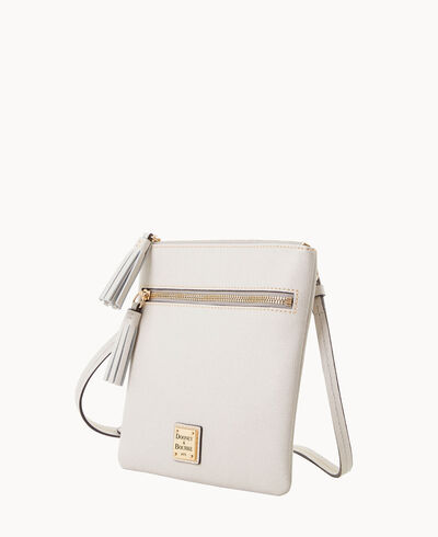 Saffiano Double Zip Tassel Crossbody