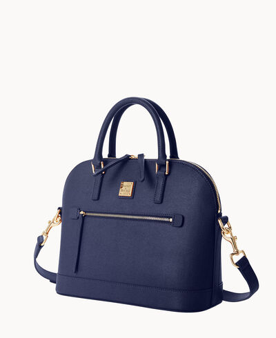 Saffiano Domed Zip Satchel