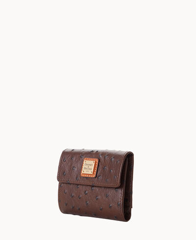 Ostrich Small Flap Credit Card Wallet