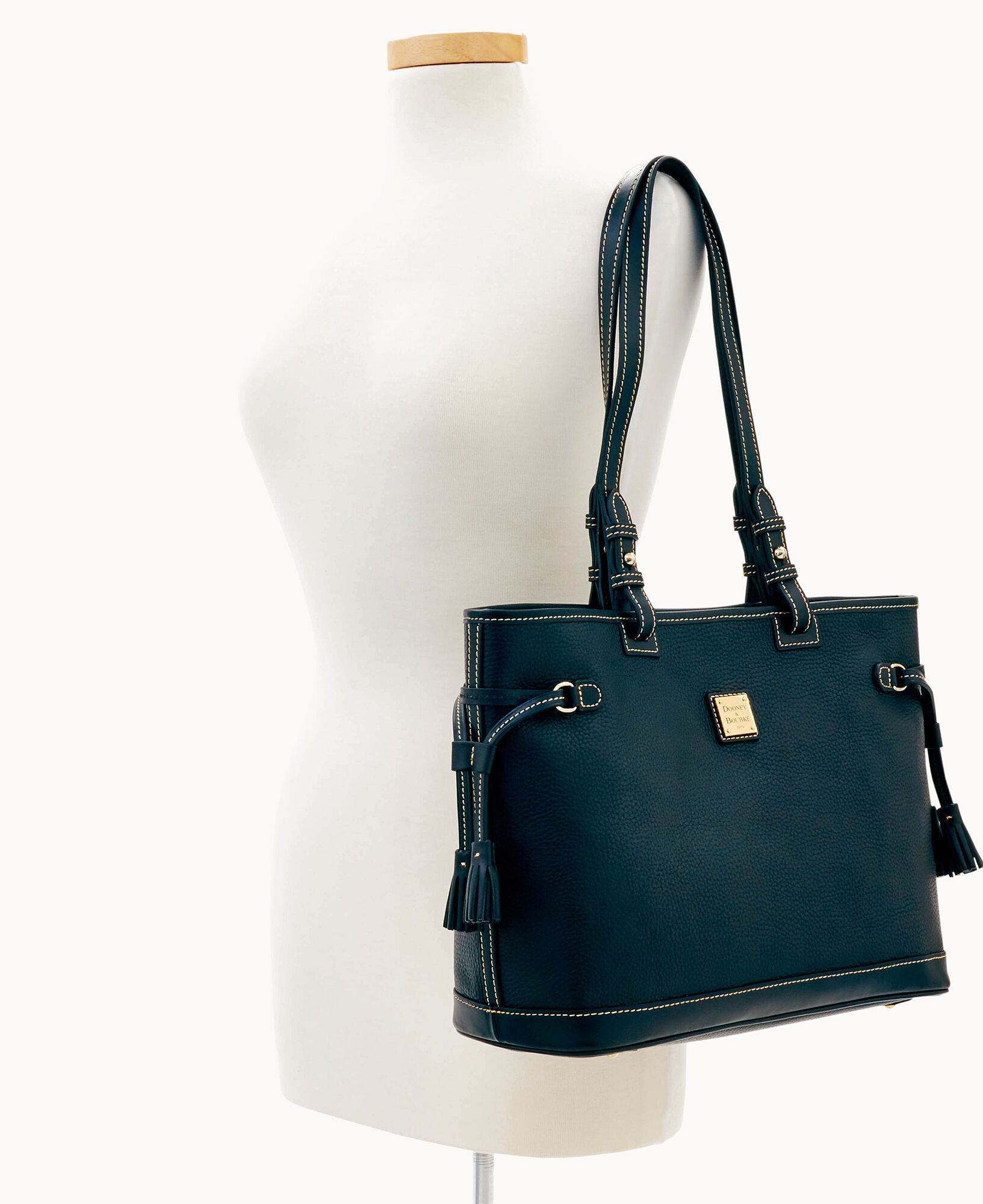 Dooney & bourke tassel pebble leather tote online