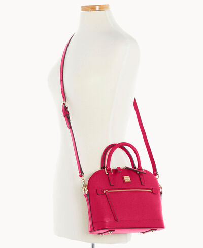 Saffiano Small Domed Zip Satchel