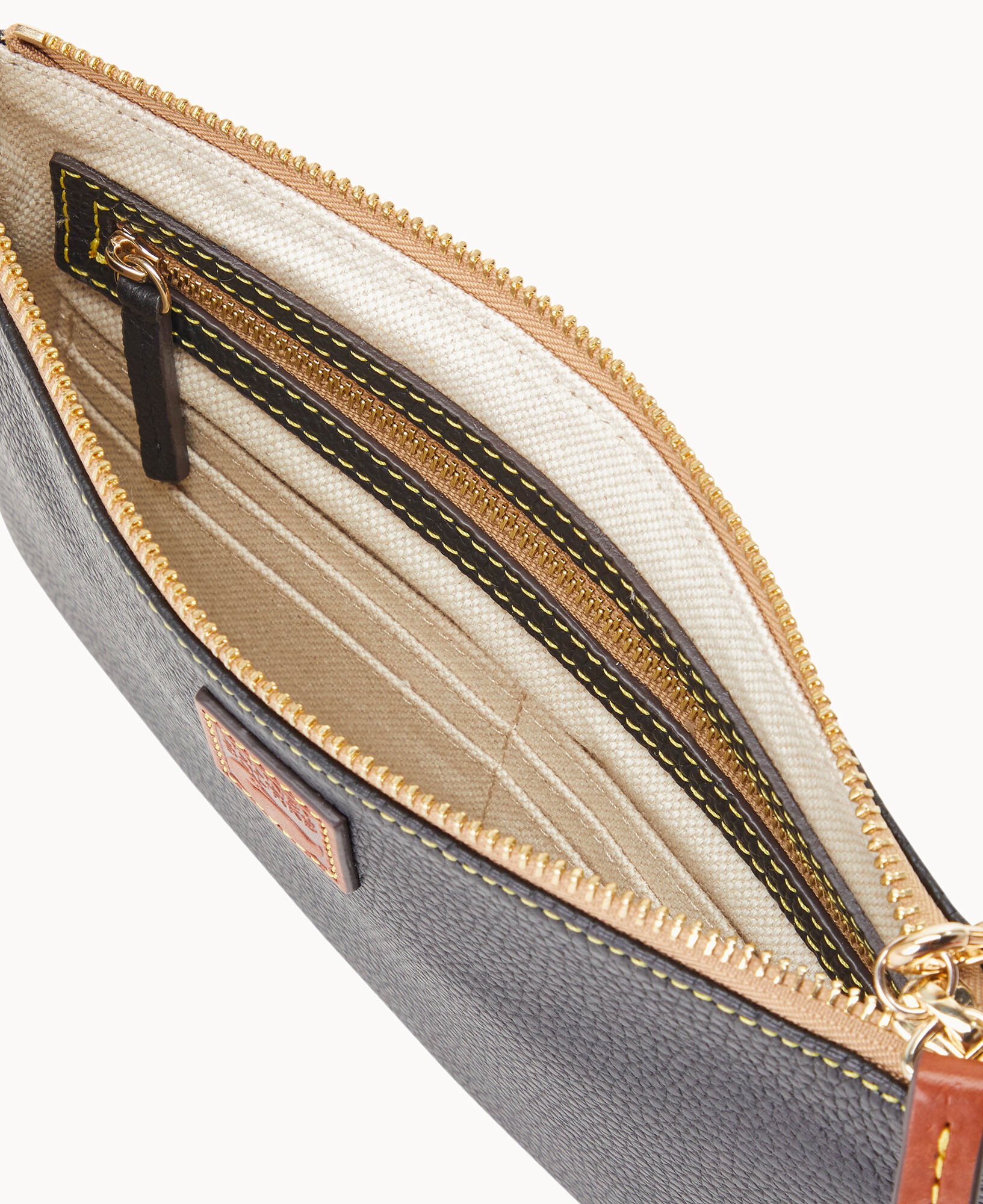 Dooney & Bourke Pebble Leather Slim Wallet - Black/Gold