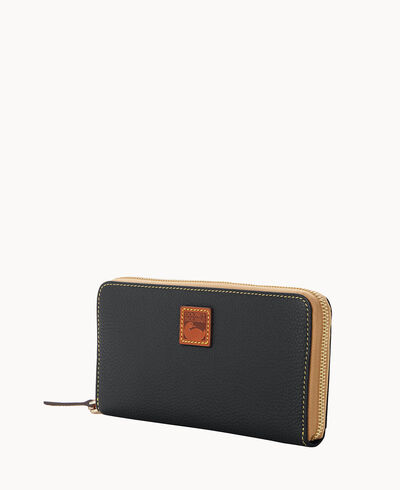 Pebble Grain Large Zip Around Wristlet