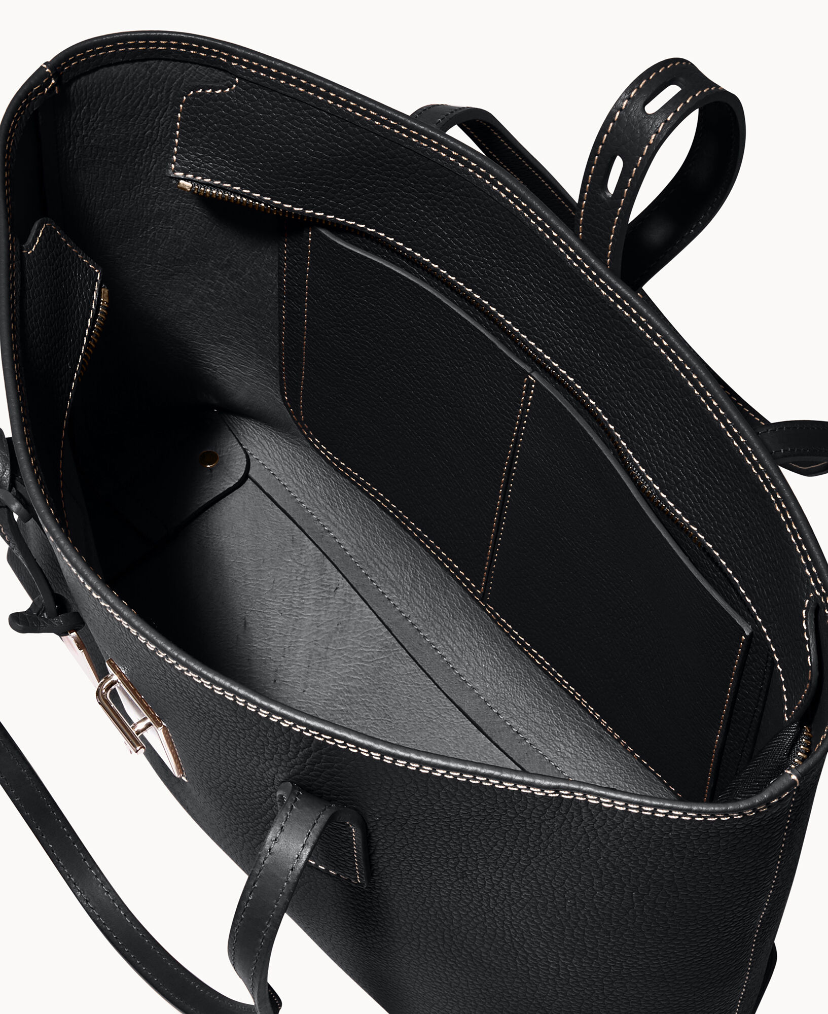 Zip top leather tote online