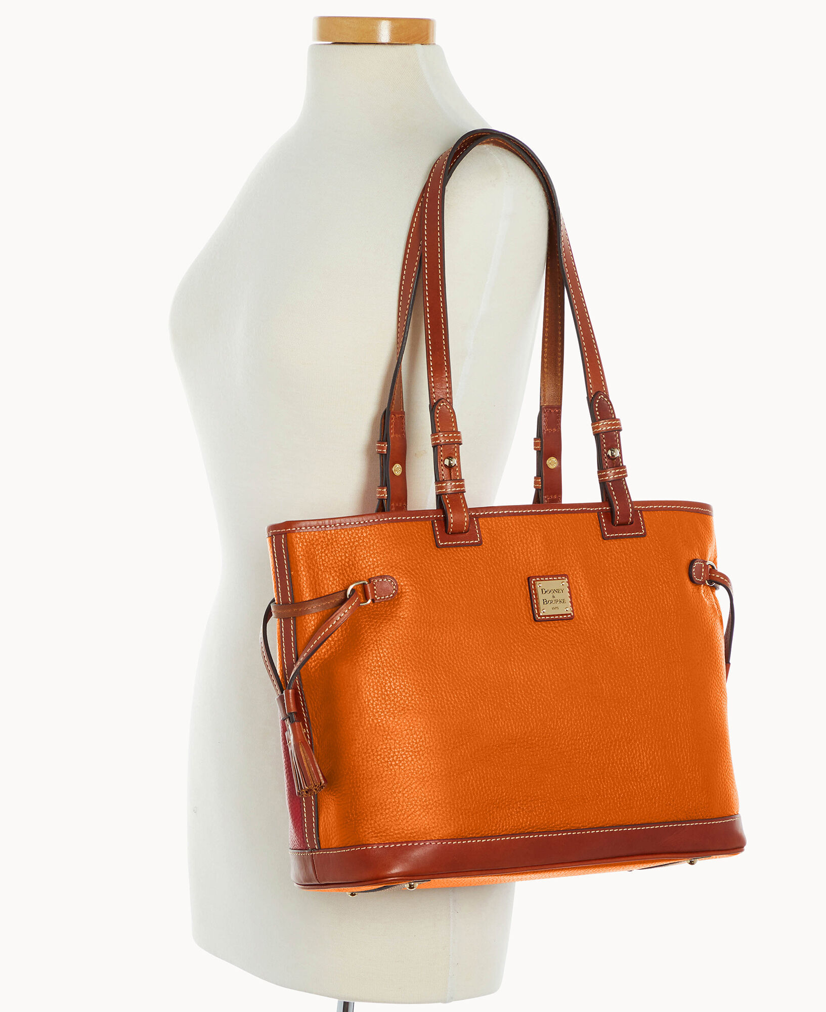 Dooney and bourke tassel pebble leather tote clearance