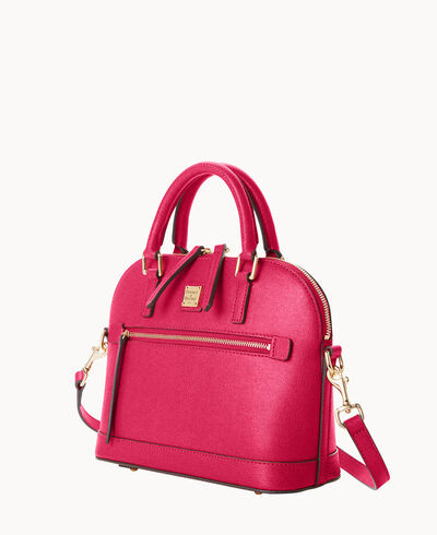 Saffiano Small Domed Zip Satchel