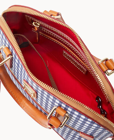 Gingham Small Domed Zip Satchel