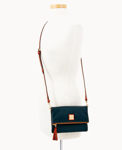 Pebble Grain Foldover Zip Crossbody