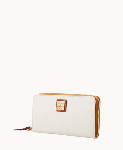 Embossed Lizard Large Zip Around Wristlet