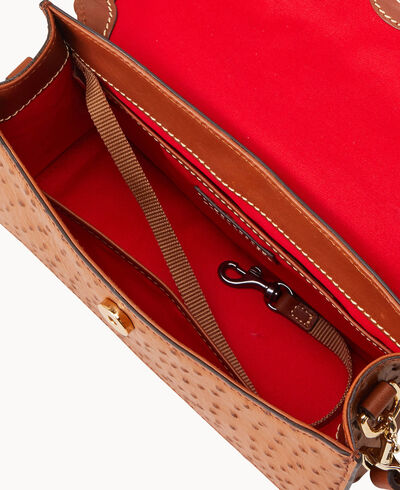 Ostrich East West Flap Shoulder Bag