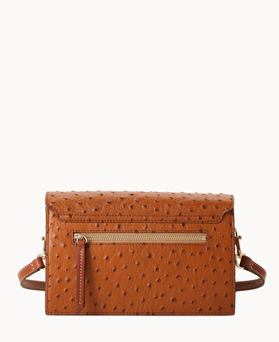 Ostrich East West Flap Shoulder Bag