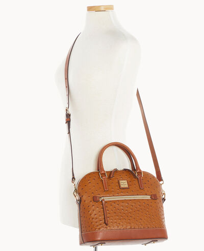 Ostrich Domed Zip Satchel