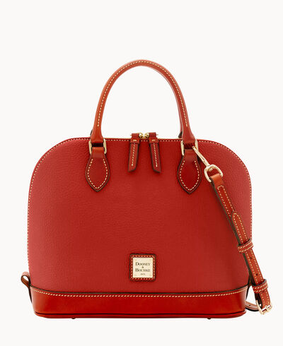 Pebble Grain Zip Zip Satchel