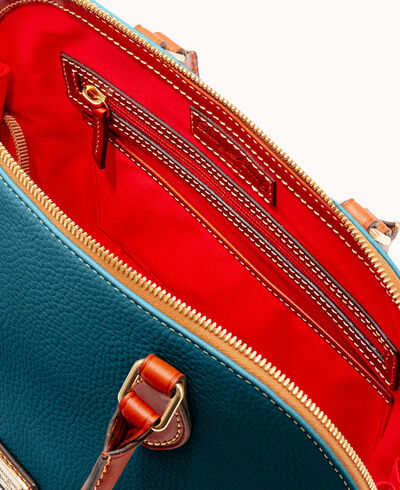 Pebble Grain Zip Zip Satchel