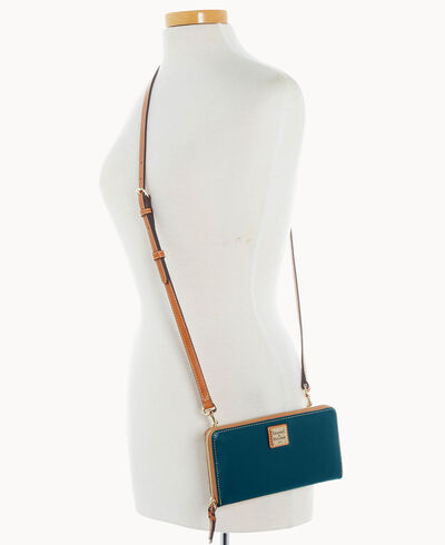 Wexford Leather Large Zip Around Wristlet Crossbody