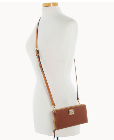 Wexford Leather Large Zip Around Wristlet Crossbody