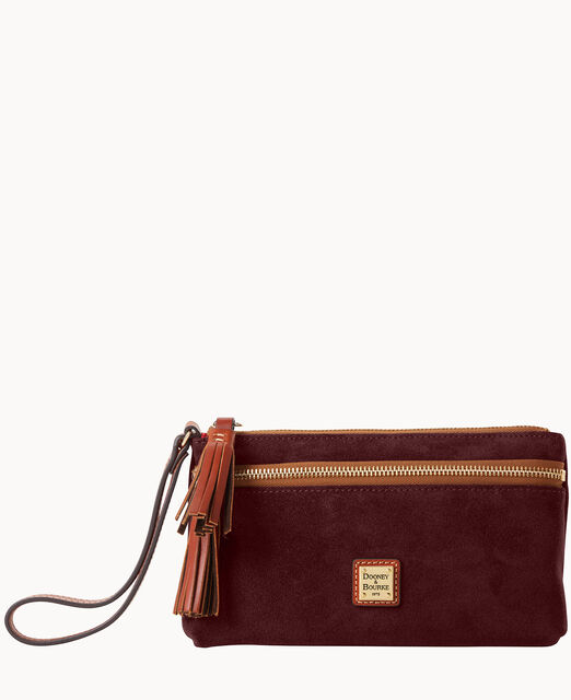 Suede Double Zip Wristlet