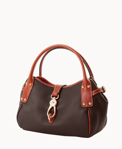 Pebble Grain Small Logo Lock Satchel
