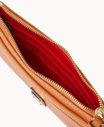 Saffiano Double Zip Wristlet