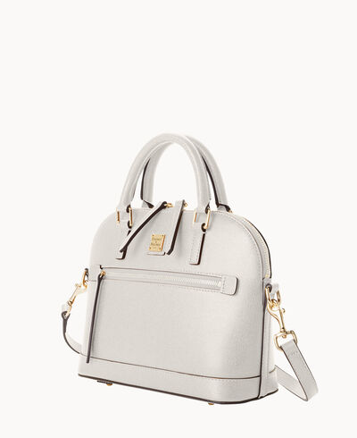 Saffiano Small Domed Zip Satchel
