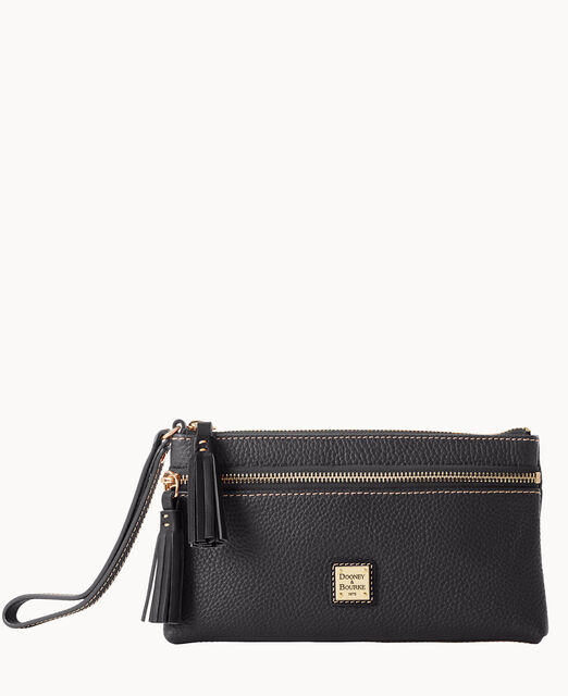 Pebble Grain Double Zip Wristlet