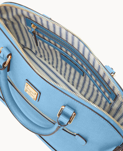 Saffiano Domed Zip Satchel