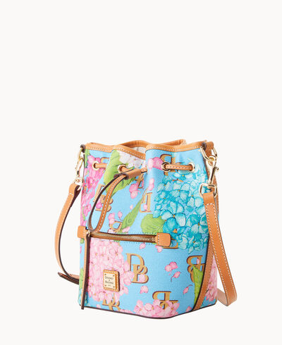 Hydrangea Monogram Small Drawstring Crossbody