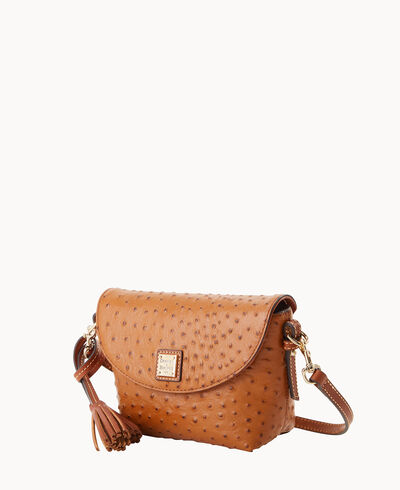 Ostrich Crossbody Saddle Bag