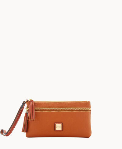 Pebble Grain Double Zip Wristlet