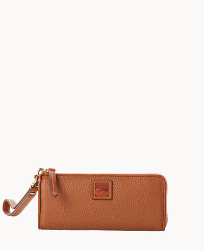 Pebble Grain Zip Clutch Wristlet