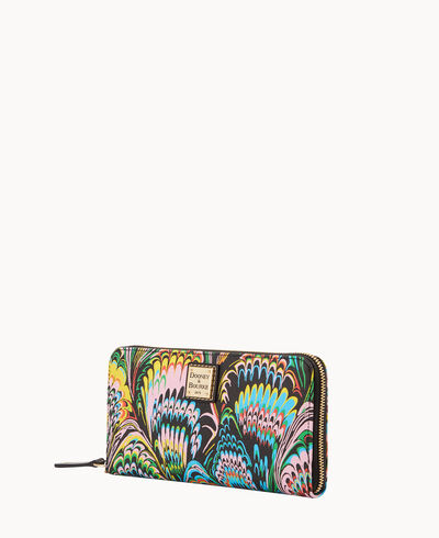 Plumes Large Zip Around Wristlet