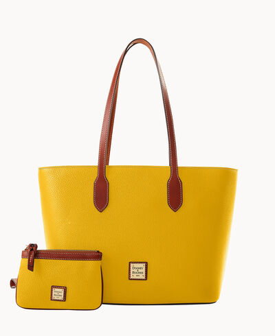 Pebble Grain Tote With Medium Wristlet