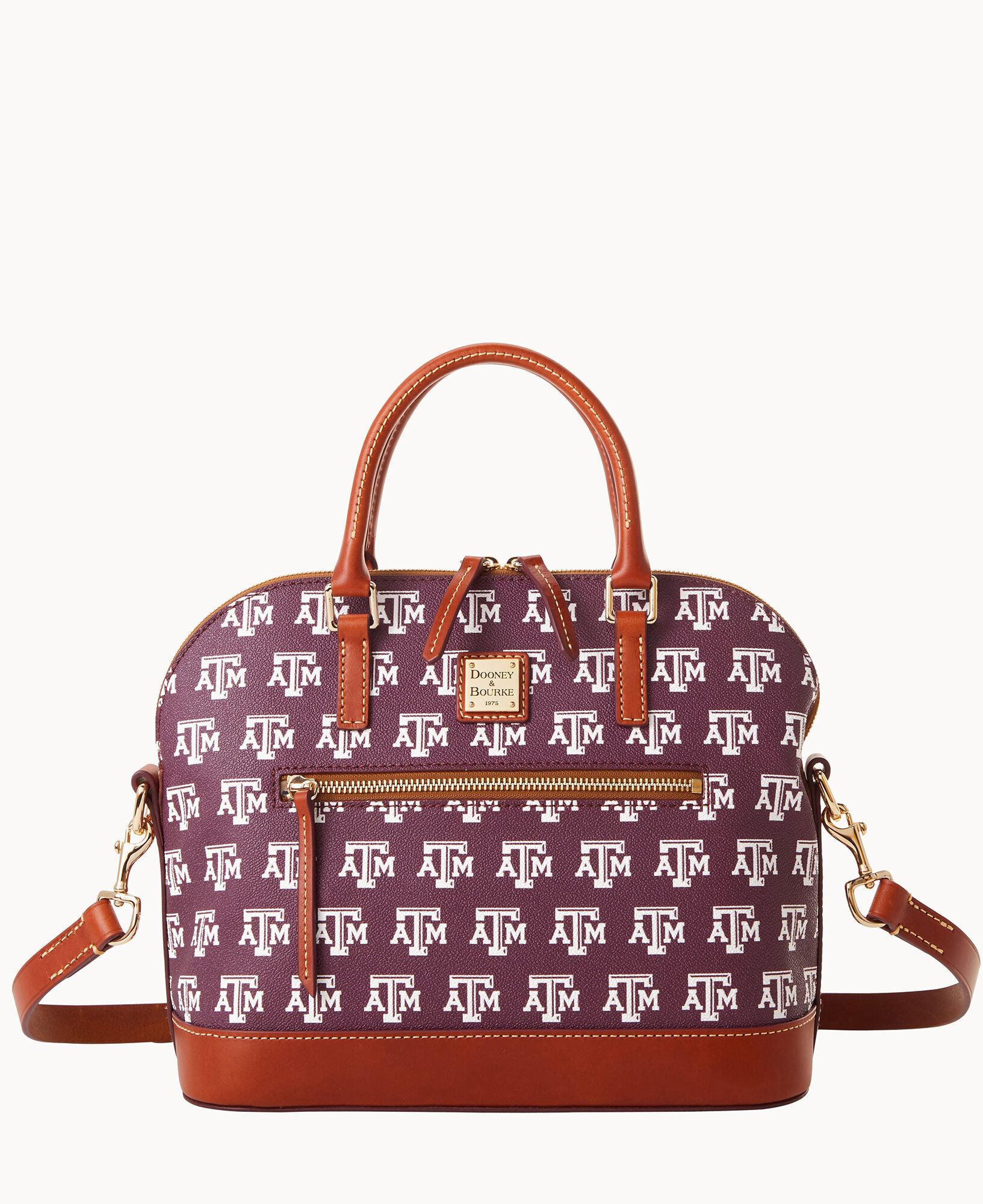 Dooney Bourke Women s Texas A M Aggies Signature Zip Satchel Purse Brown