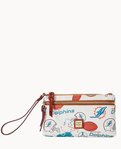 NFL Dolphins Double Zip Wristlet