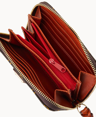 Small Zip Around Wallet in MEDIUM RED