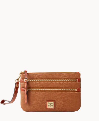 Pebble Grain Triple Zip Wristlet