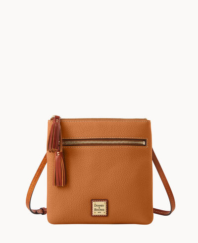 Pebble Grain Double Zip Tassel Crossbody