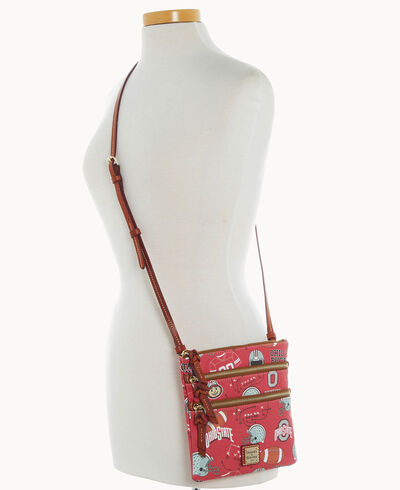 Collegiate Ohio State University North South Triple Zip Crossbody