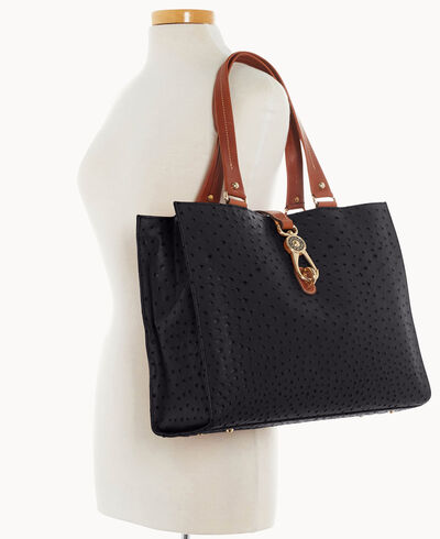 Ostrich Large Logo Lock Tote