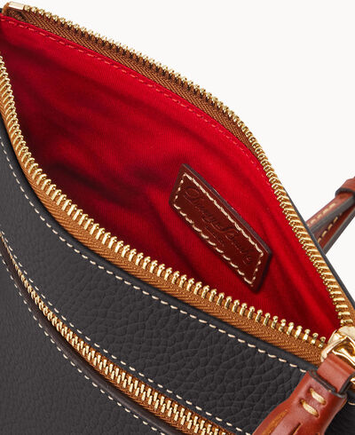 Pebble Grain Double Zip Tassel Crossbody