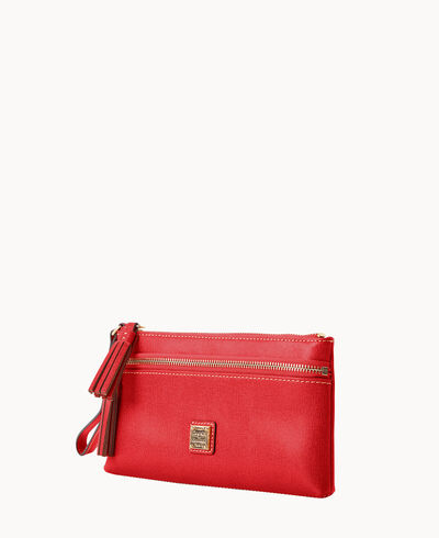 Saffiano Double Zip Wristlet